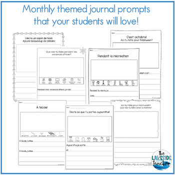 FRENCH WHOLE YEAR Writing Prompts | Monthly FRENCH Journal Prompts ...