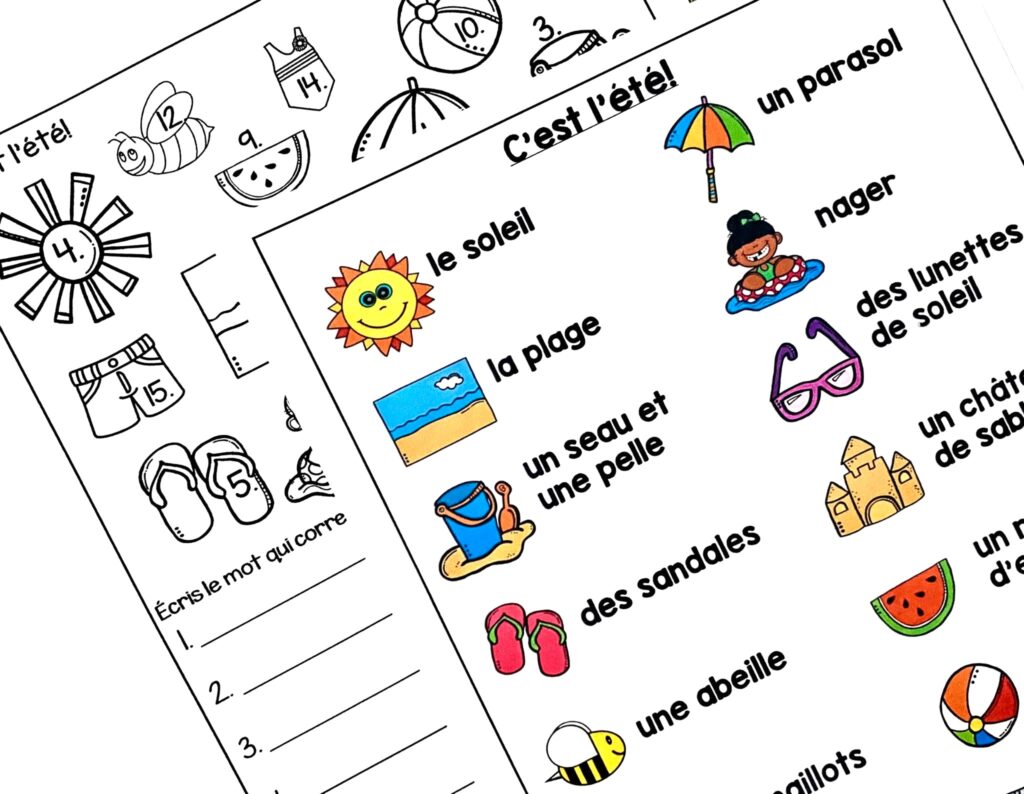 Image of the The Lakeside Teacher's French Summer Vocabulary and Worksheet resource  